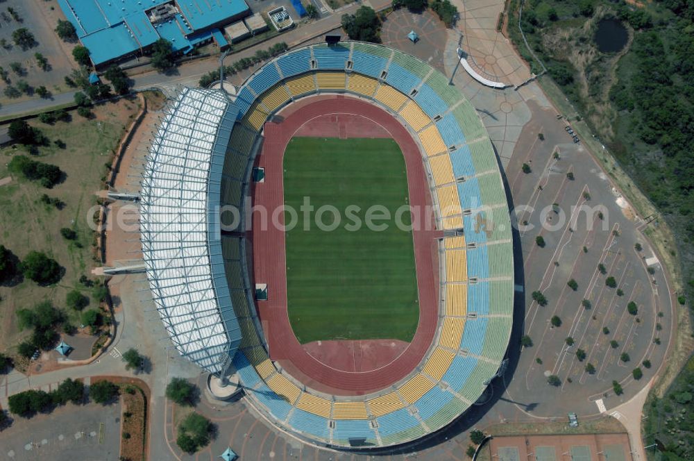 Aerial image Rustenburg - Das Royal-Bafokeng-Stadion (auch Royal Bafokeng Sports Palace) ist ein Sportstadion in Phokeng bei Rustenburg, in der Nordwest Provinz von Südafrika. View of the Royal Bafokeng Stadium in Rustenburg in the North West Province South Africa for the FIFA World Cup 2010.