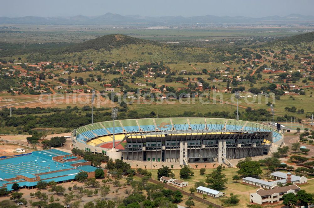 Aerial image Rustenburg - Das Royal-Bafokeng-Stadion (auch Royal Bafokeng Sports Palace) ist ein Sportstadion in Phokeng bei Rustenburg, in der Nordwest Provinz von Südafrika. View of the Royal Bafokeng Stadium in Rustenburg in the North West Province South Africa for the FIFA World Cup 2010.