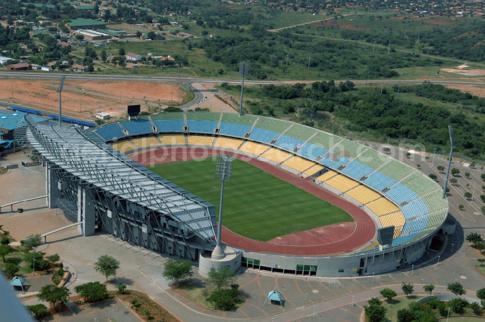 Aerial image Rustenburg - Das Royal-Bafokeng-Stadion (auch Royal Bafokeng Sports Palace) ist ein Sportstadion in Phokeng bei Rustenburg, in der Nordwest Provinz von Südafrika. View of the Royal Bafokeng Stadium in Rustenburg in the North West Province South Africa for the FIFA World Cup 2010.