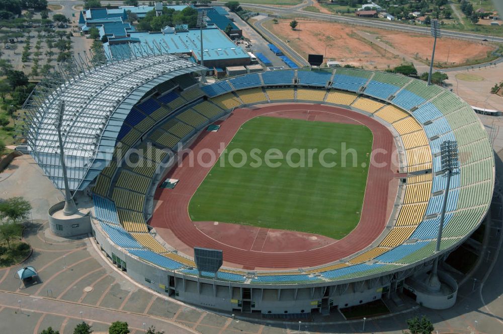 Aerial photograph Rustenburg - Das Royal-Bafokeng-Stadion (auch Royal Bafokeng Sports Palace) ist ein Sportstadion in Phokeng bei Rustenburg, in der Nordwest Provinz von Südafrika. View of the Royal Bafokeng Stadium in Rustenburg in the North West Province South Africa for the FIFA World Cup 2010.