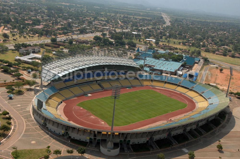 Rustenburg from above - Das Royal-Bafokeng-Stadion (auch Royal Bafokeng Sports Palace) ist ein Sportstadion in Phokeng bei Rustenburg, in der Nordwest Provinz von Südafrika. View of the Royal Bafokeng Stadium in Rustenburg in the North West Province South Africa for the FIFA World Cup 2010.