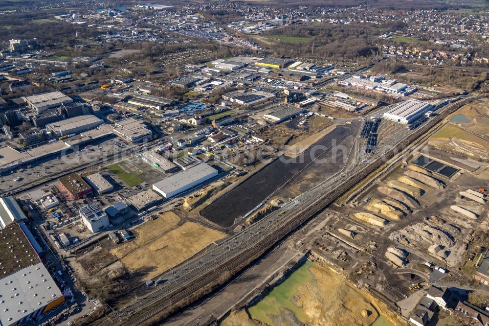 Aerial image Dortmund - Building of the RRX- depot on Bornstrasse in Dortmund in the state North Rhine-Westphalia