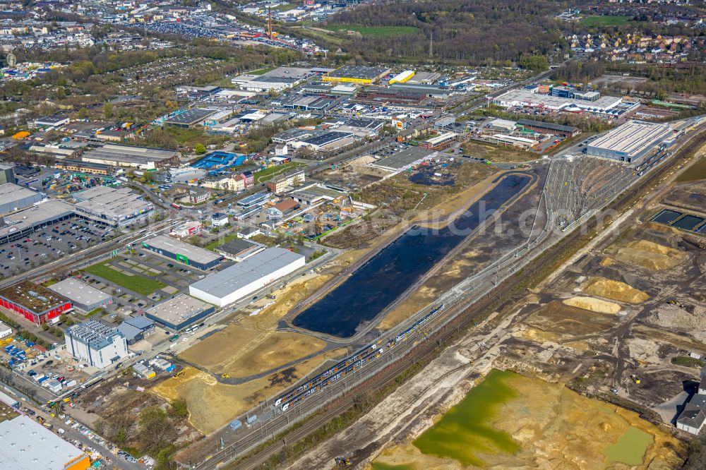 Aerial photograph Dortmund - Building of the RRX- depot on Bornstrasse in Dortmund in the state North Rhine-Westphalia