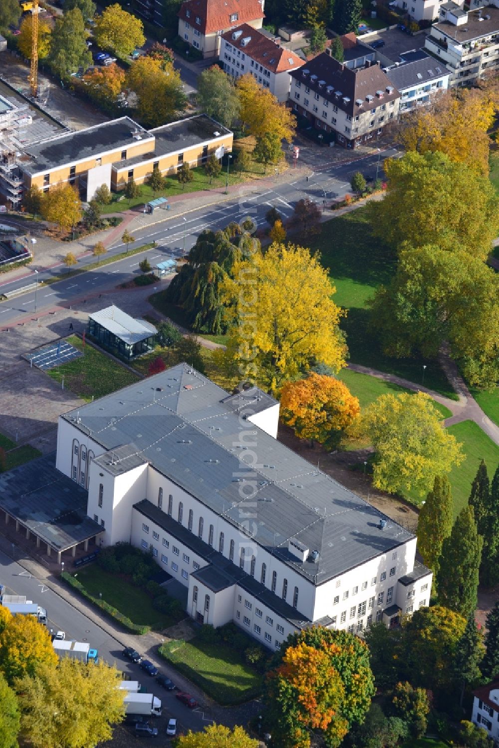 Aerial image Bielefeld - View of the Rudolf-Oetker-Halle on the Stapenhorststraße in Bielefeld in North Rhine-Westphalia NRW