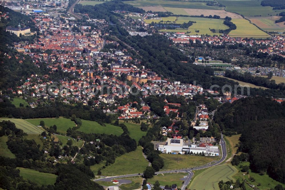 Rudolstadt from the bird's eye view: Partial view of Rudolstadt in the state of Thuringia. Rudolstadt is a town in the district Saalfeld - Rudolstadt