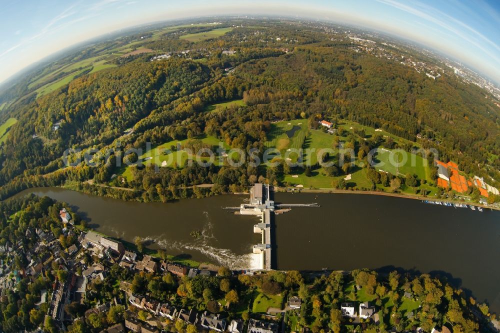 Aerial photograph Essen - Fisheye view of the Ruhr in Essen in the state of North Rhine-Westphalia