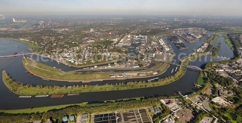 Duisburg from above - Port of Duisburg on the banks of the Ruhr in Duisburg in North Rhine-Westphalia