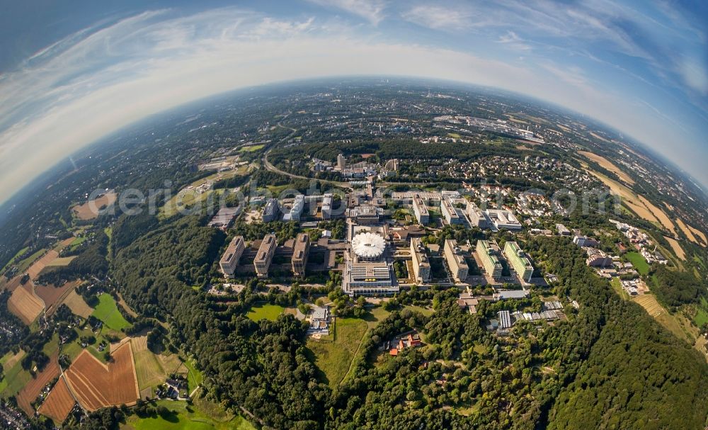 Aerial image Bochum - Fisheye- View of the campus of the RUB University of Bochum in North Rhine-Westphalia