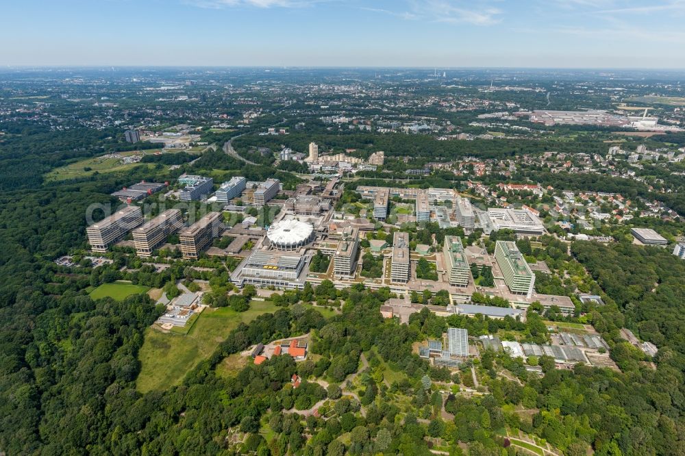 Aerial image Bochum - View of the campus of the RUB University of Bochum in North Rhine-Westphalia