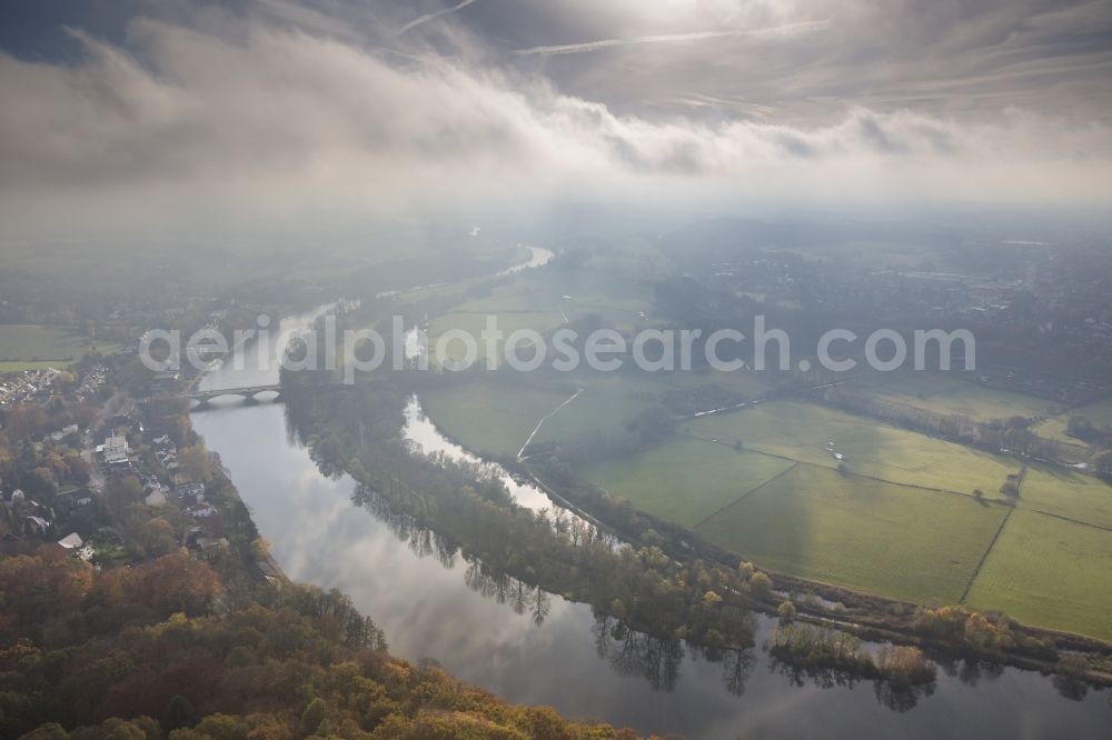 Mülheim an der Ruhr from above - Ruhrauen among autumnal clouds at Mülheim in the Ruhr area in North Rhine-Westphalia