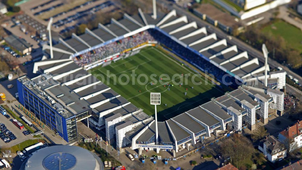 Aerial photograph Bochum - Blick auf das Ruhrstadion Heimat des Bundesligisten VfL Bochum. Soccer stadion Ruhrstadion of the soccer club VFL Bochum.