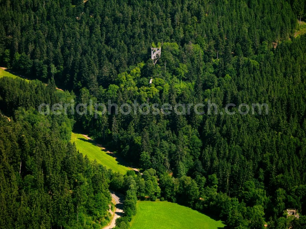 Bonndorf-Wittlekofen from the bird's eye view: Ruins of the castle Steinegg near Bonndorf - Wittlekofen in the state of Baden-Württemberg