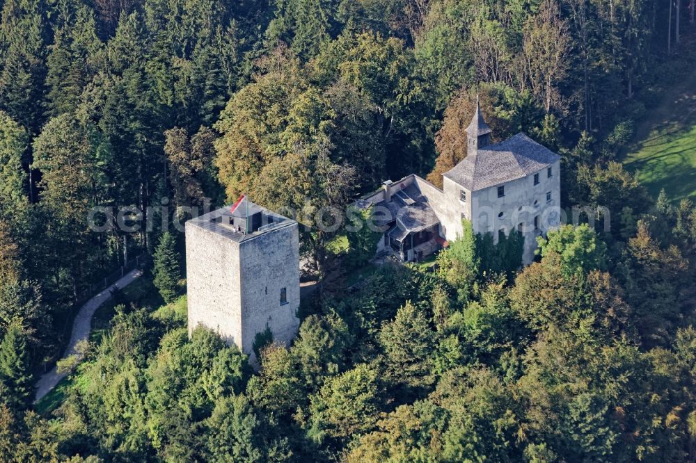 Aerial photograph Kufstein - Ruins and vestiges of the former castle and fortress Thierberg in Kufstein in Tirol, Austria