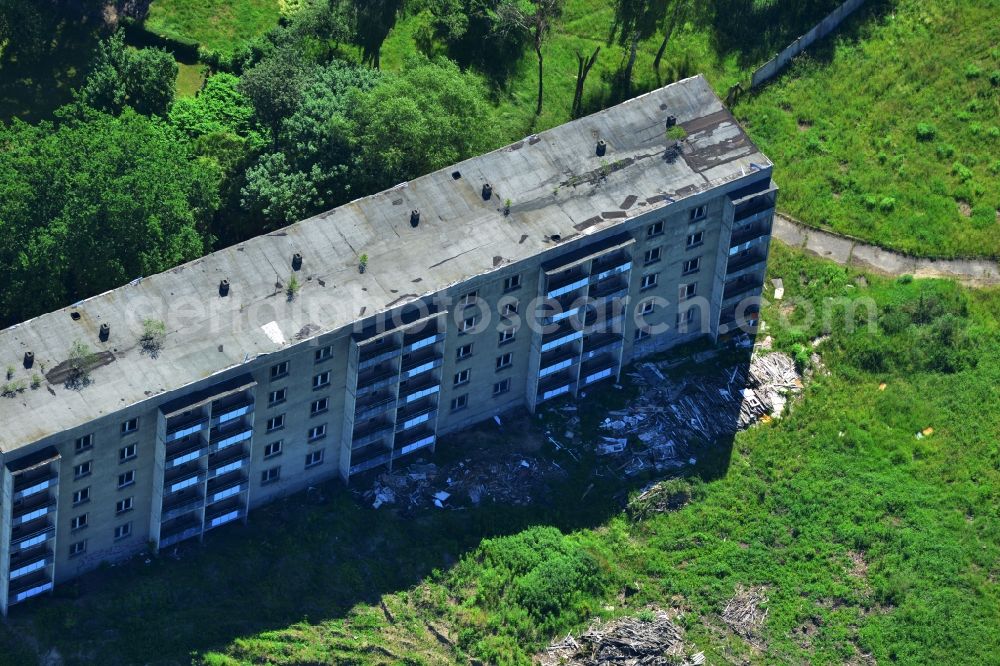 Bernau from above - Ruins of DDR prefab multifamily residential buildings in Bernau state of Brandenburg