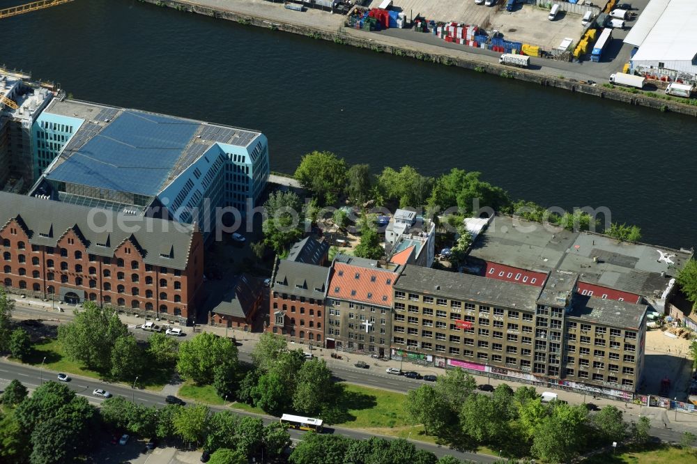 Berlin from above - Ruins of the former office building of formerly GASAG on Stralauer Platz in the district Friedrichshain in Berlin, Germany