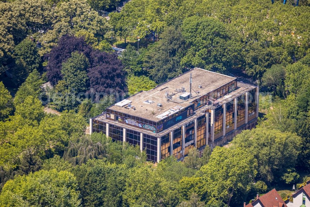 Dortmund from above - Ruins of the former office building Siemens-Nixdorf-Haus on Max-Eyth-Strasse in Dortmund in the state North Rhine-Westphalia, Germany