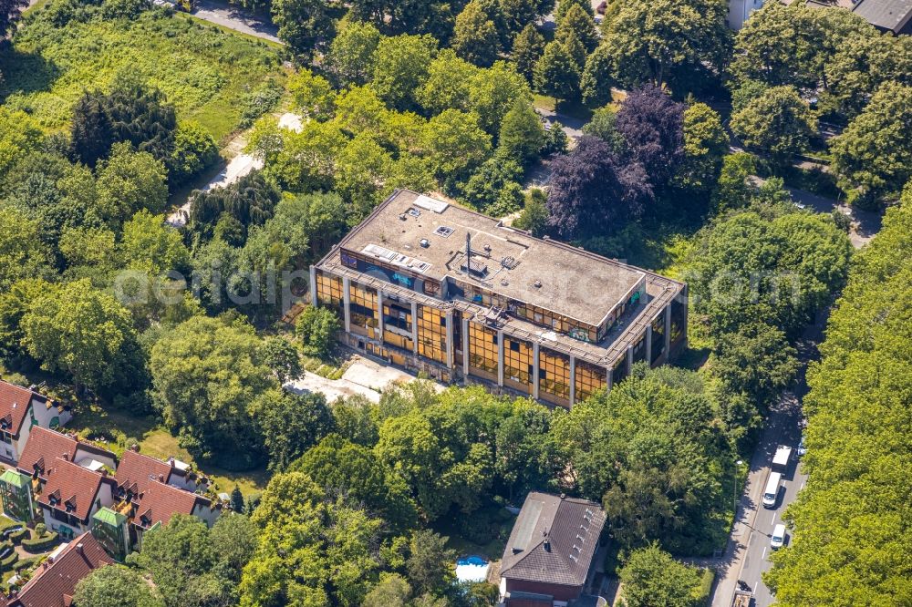 Dortmund from above - Ruins of the former office building Siemens-Nixdorf-Haus on Max-Eyth-Strasse in Dortmund in the state North Rhine-Westphalia, Germany