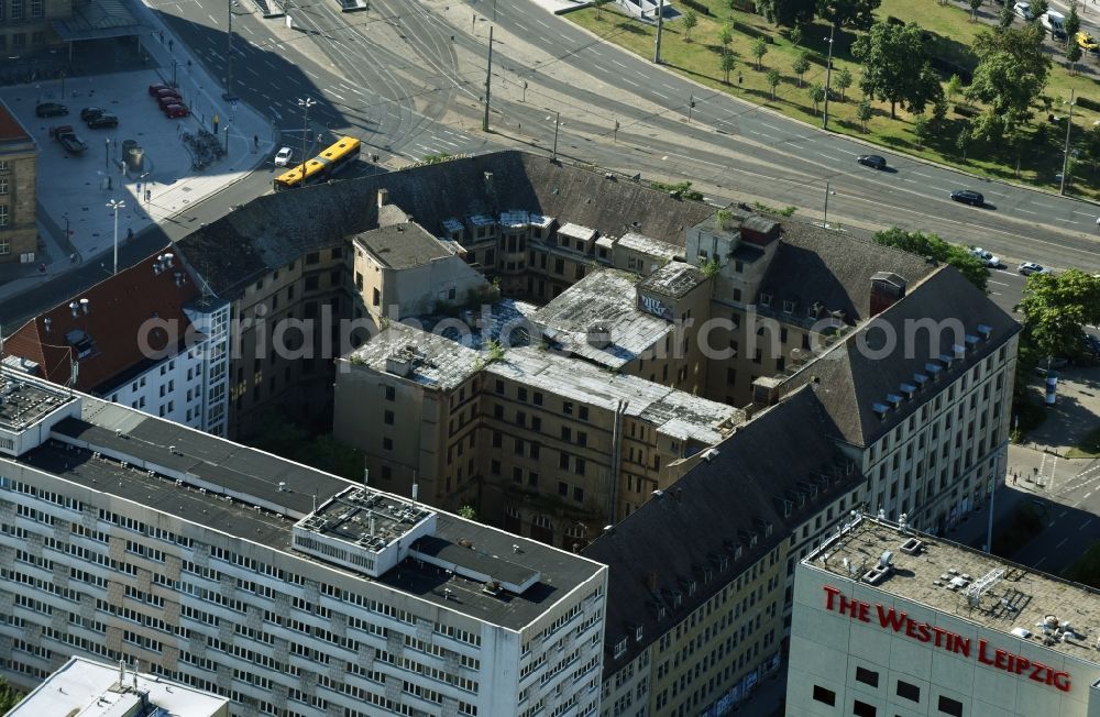 Aerial photograph Leipzig - Ruins of the former office building Willy-Brandt-Platz - Gerberstrasse - Kurt-Schumacher-Strasse in Leipzig in the state Saxony