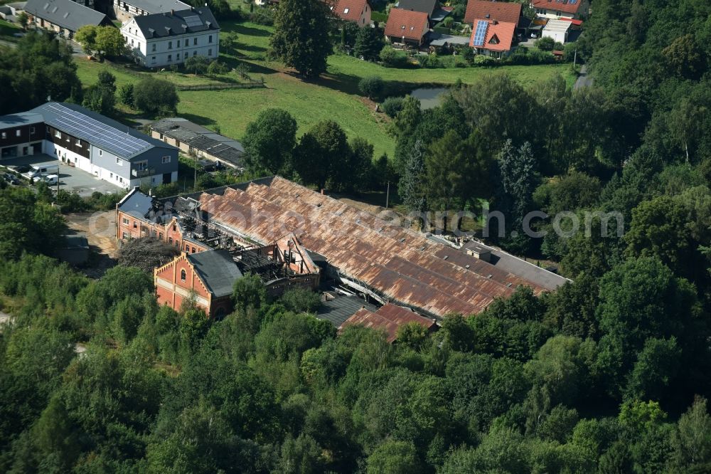 Aerial image Mohlsdorf - Ruins of the former factory - building in der Bahnhofsstrasse in Mohlsdorf in the state Thuringia