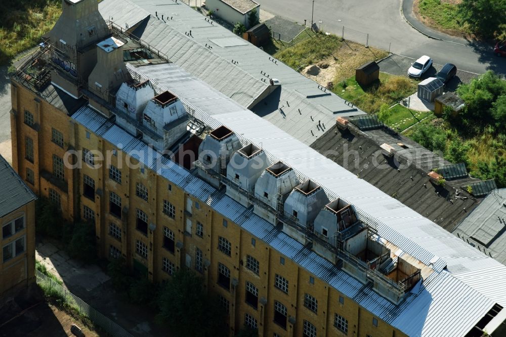 Borna from the bird's eye view: Ruins of the former briquette- factory - building Witznitz in Borna in the state Saxony