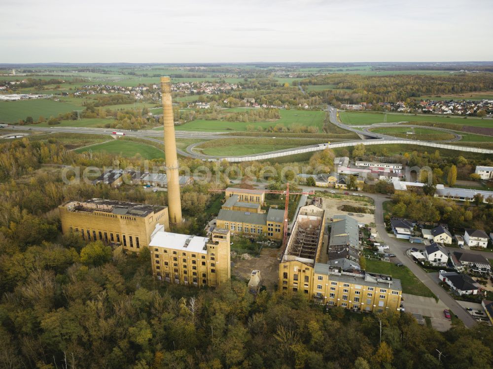 Borna from the bird's eye view: Ruins of the former briquette- factory - building Witznitz in Borna in the state Saxony