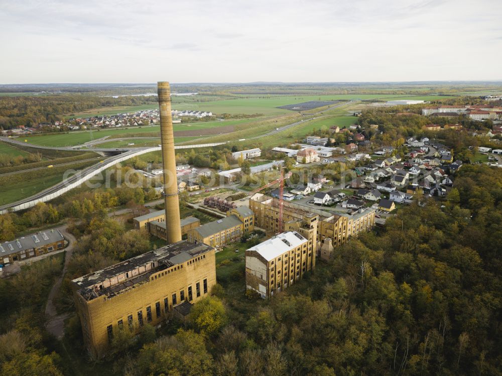 Aerial image Borna - Ruins of the former briquette- factory - building Witznitz in Borna in the state Saxony