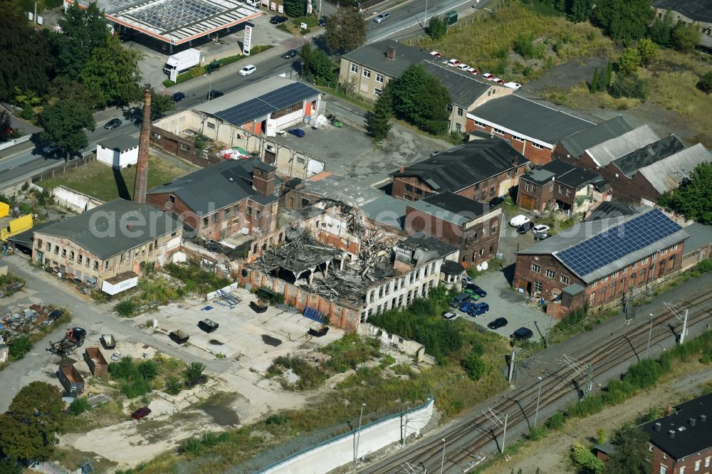 Reichenbach im Vogtland from above - Ruins of the former factory - building in the Friedensstreet in Reichenbach im Vogtland in the state Saxony