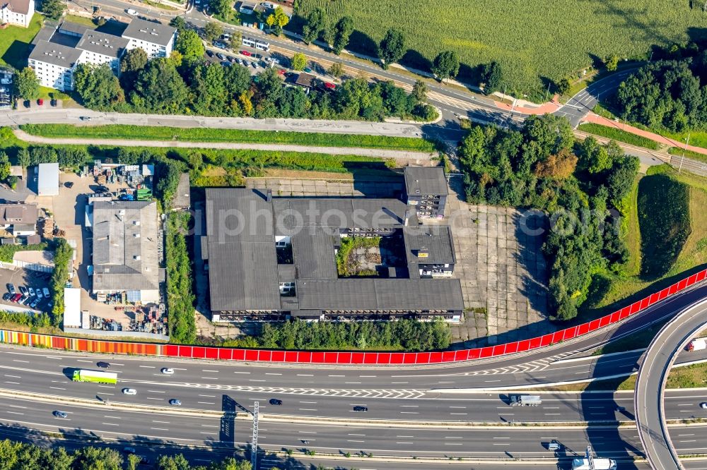 Aerial image Bochum - Ruins of the former factory - building of Kleioffabrik Wollino in of Gollheide in the district Wattenscheid in Bochum in the state North Rhine-Westphalia, Germany