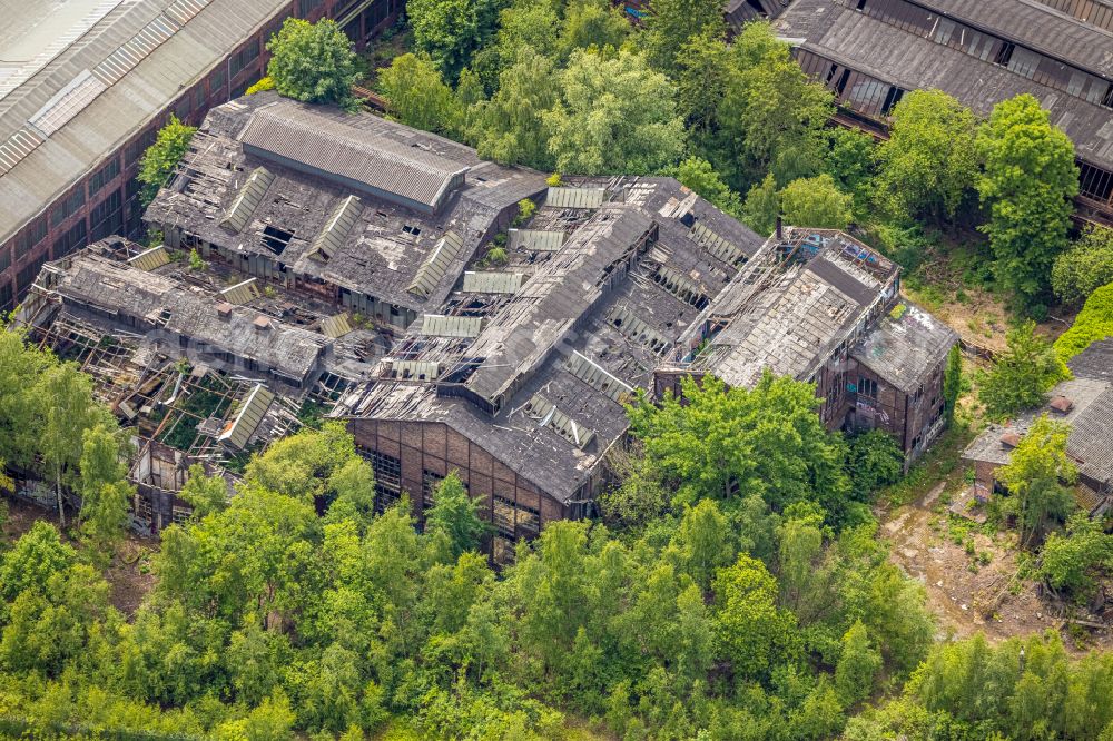 Aerial image Bochum - Ruins of the former factory - building Kruppwerke on the Gusstahlstrasse in the district Innenstadt in Bochum at Ruhrgebiet in the state North Rhine-Westphalia, Germany