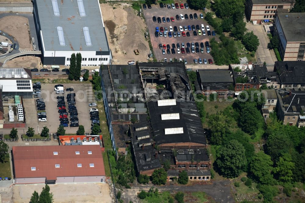 Aerial photograph Magdeburg - Ruins of the former factory - building in the Marien street in Magdeburg in the state Saxony-Anhalt