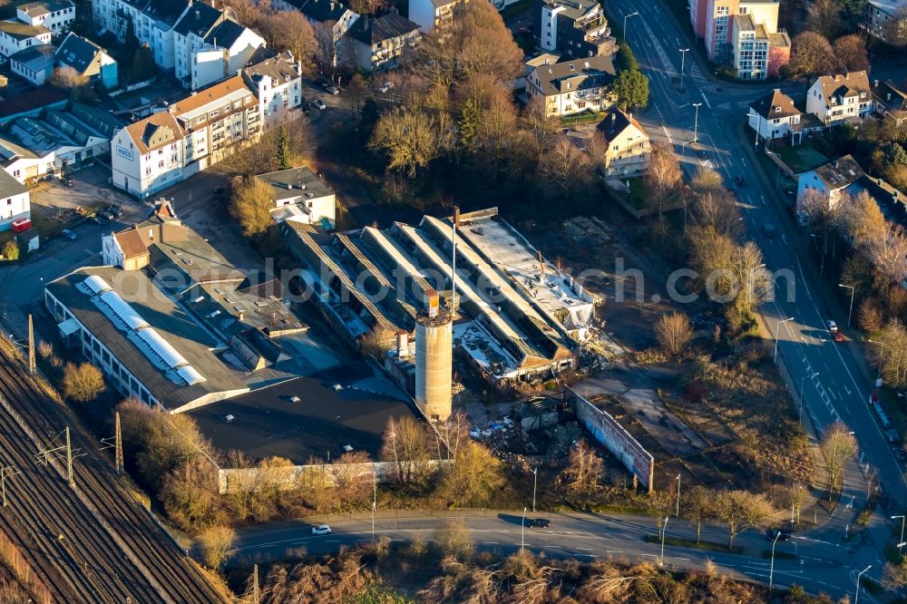 Aerial photograph Schwelm - Ruins of the former factory - building on Zassenhaus-Gelaende on Carl-vom-Hagen-Strasse - Viktoriastrasse in Schwelm in the state North Rhine-Westphalia, Germany