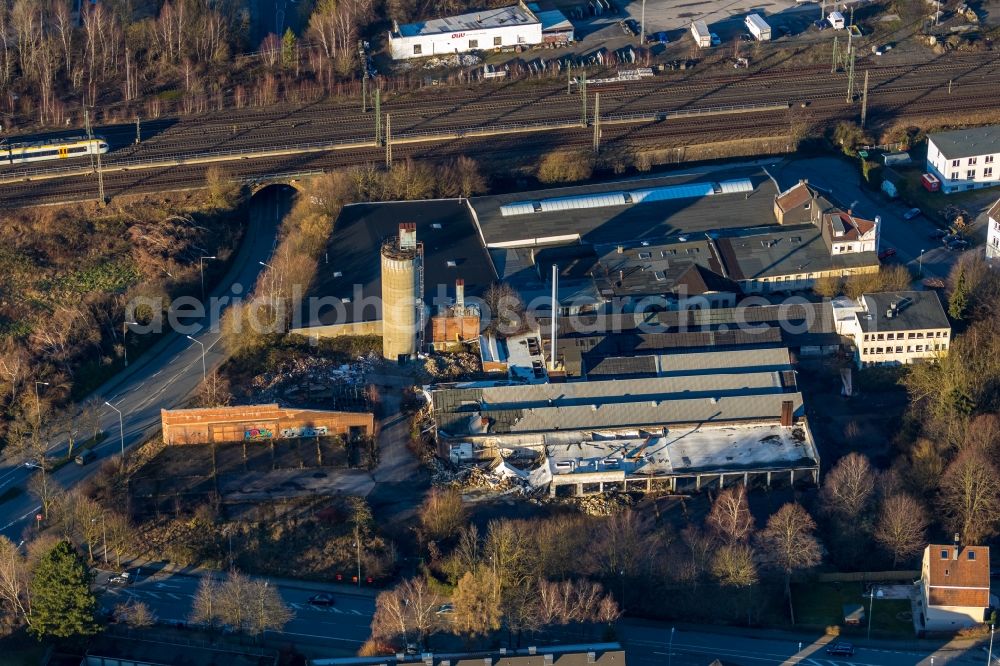 Aerial image Schwelm - Ruins of the former factory - building on Zassenhaus-Gelaende on Carl-vom-Hagen-Strasse - Viktoriastrasse in Schwelm in the state North Rhine-Westphalia, Germany