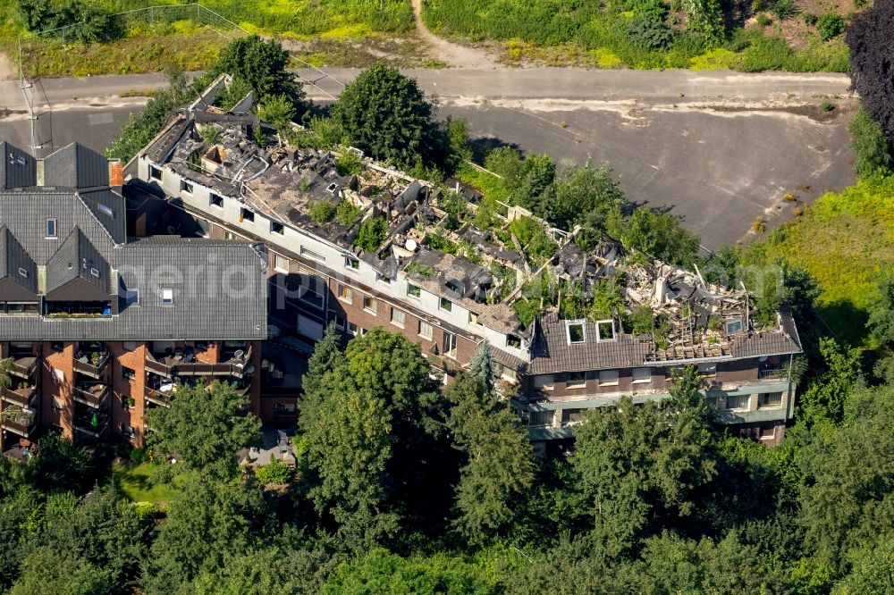 Haltern am See from above - Ruins of the former hotel - the building hotel Seestern in Haltern am See in the state North Rhine-Westphalia