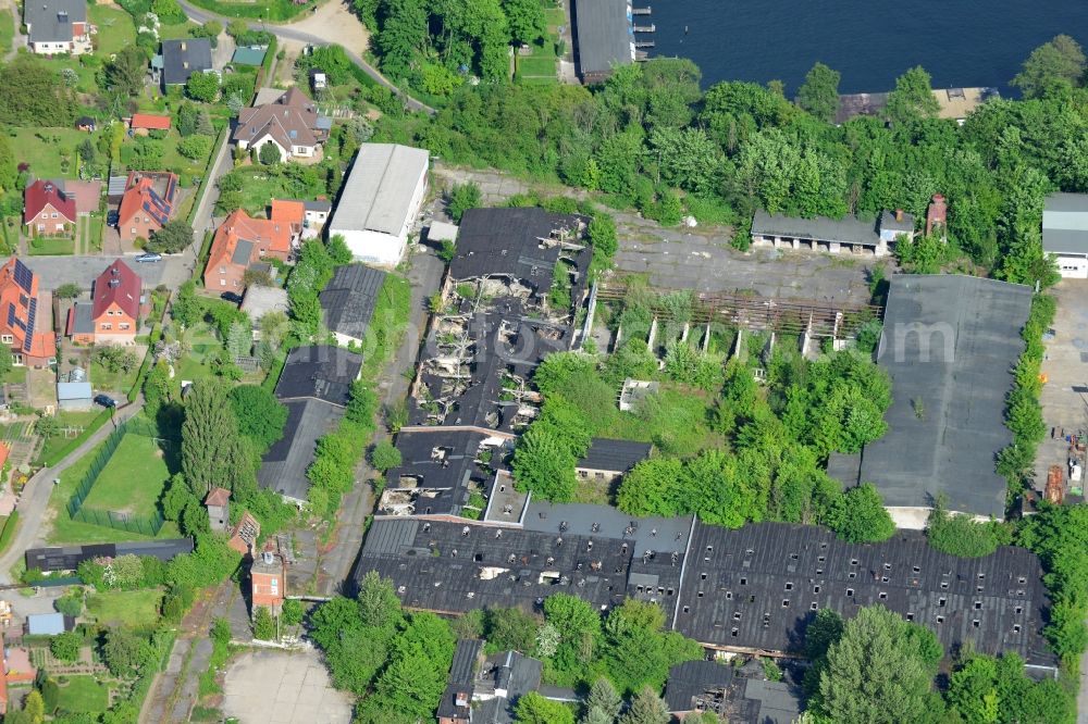 Aerial photograph Schwerin - Remains of the ruins the former furniture works in Schwerin-Lewenberg in the state Mecklenburg - Western Pomerania