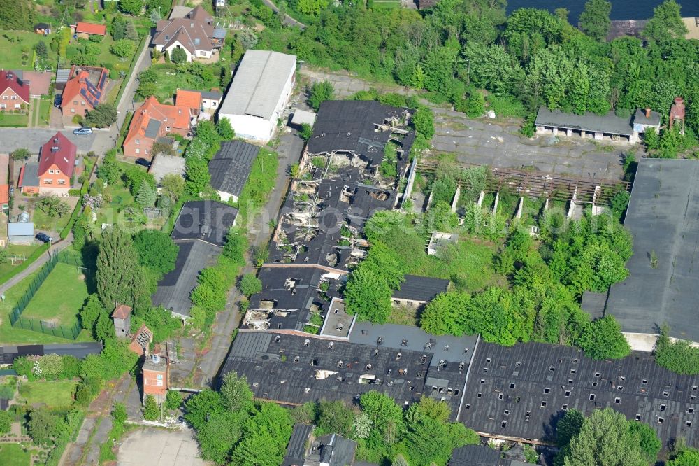 Schwerin from above - Remains of the ruins the former furniture works in Schwerin-Lewenberg in the state Mecklenburg - Western Pomerania