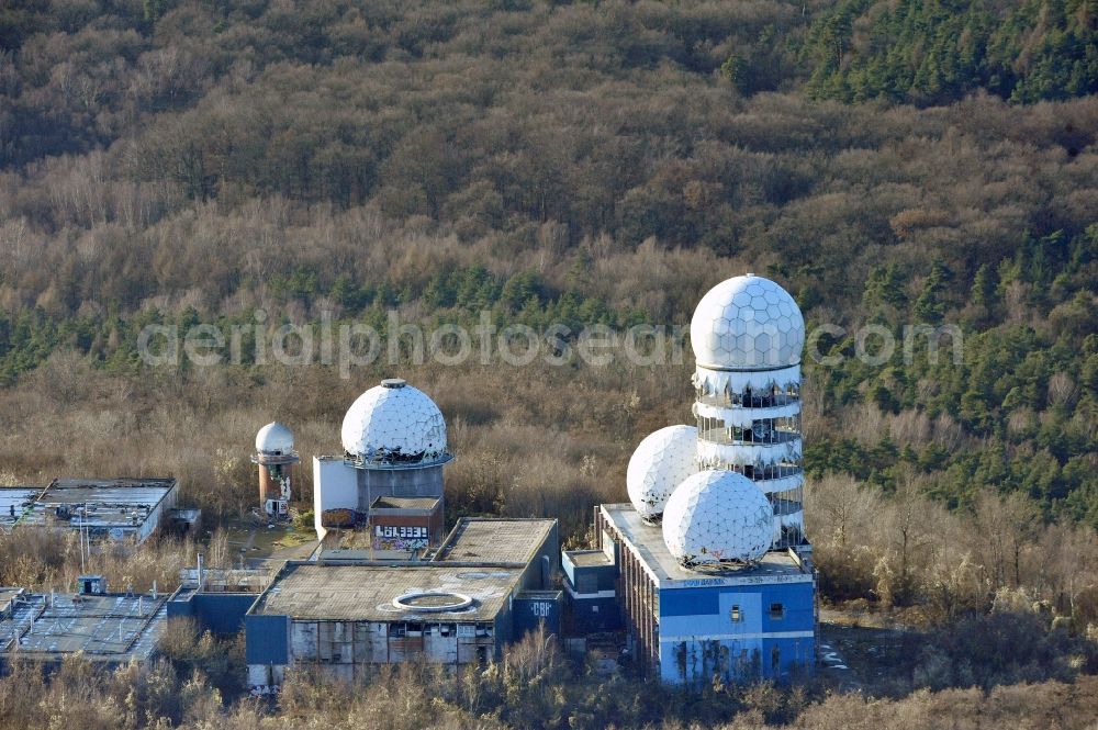 Aerial photograph Berlin - Ruins of the former American military interception and radar system on the Teufelsberg in Berlin - Charlottenburg