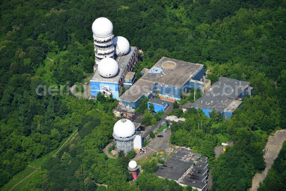 Berlin from above - Ruins of the former American military interception and radar system on the Teufelsberg in Berlin - Charlottenburg