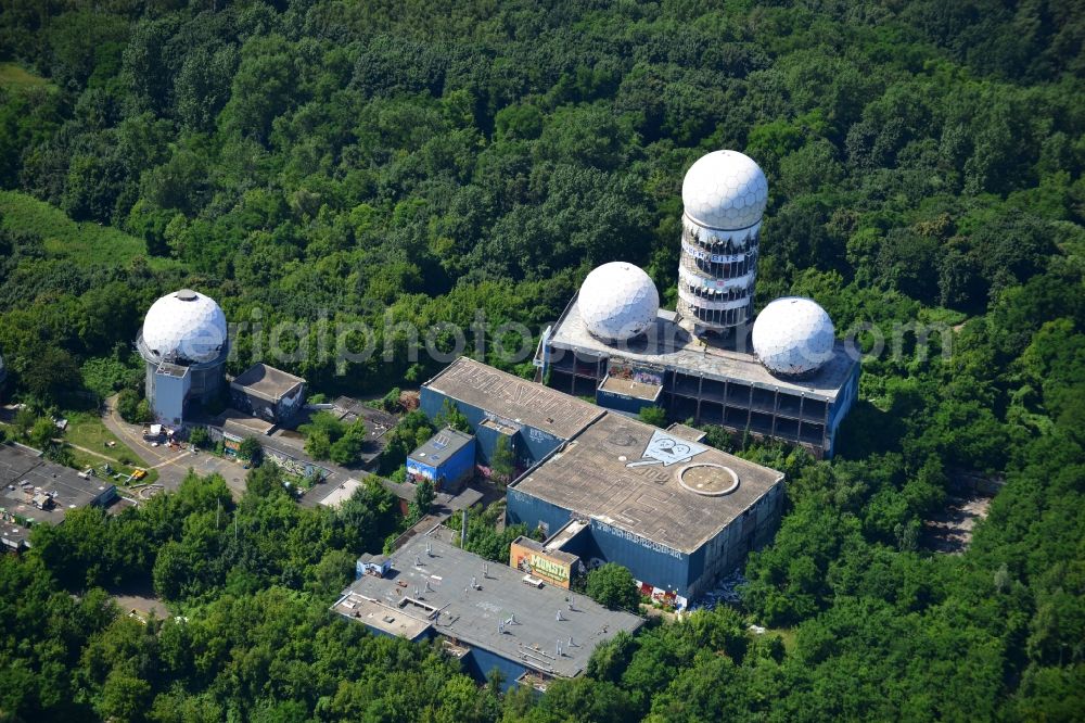 Aerial photograph Berlin - Ruins of the former American military interception and radar system on the Teufelsberg in Berlin - Charlottenburg