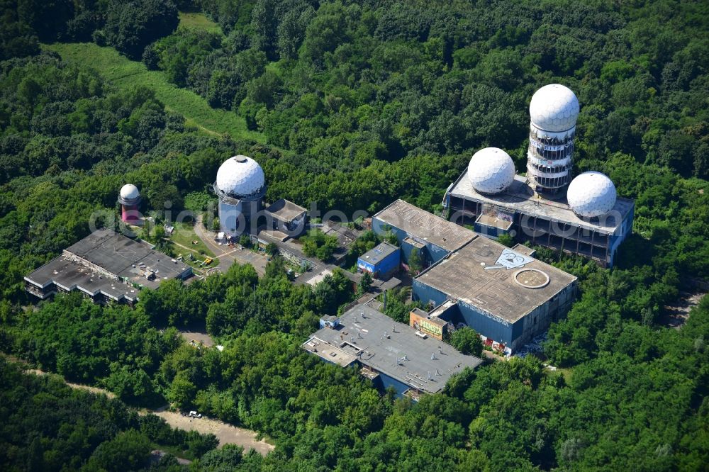 Berlin from above - Ruins of the former American military interception and radar system on the Teufelsberg in Berlin - Charlottenburg