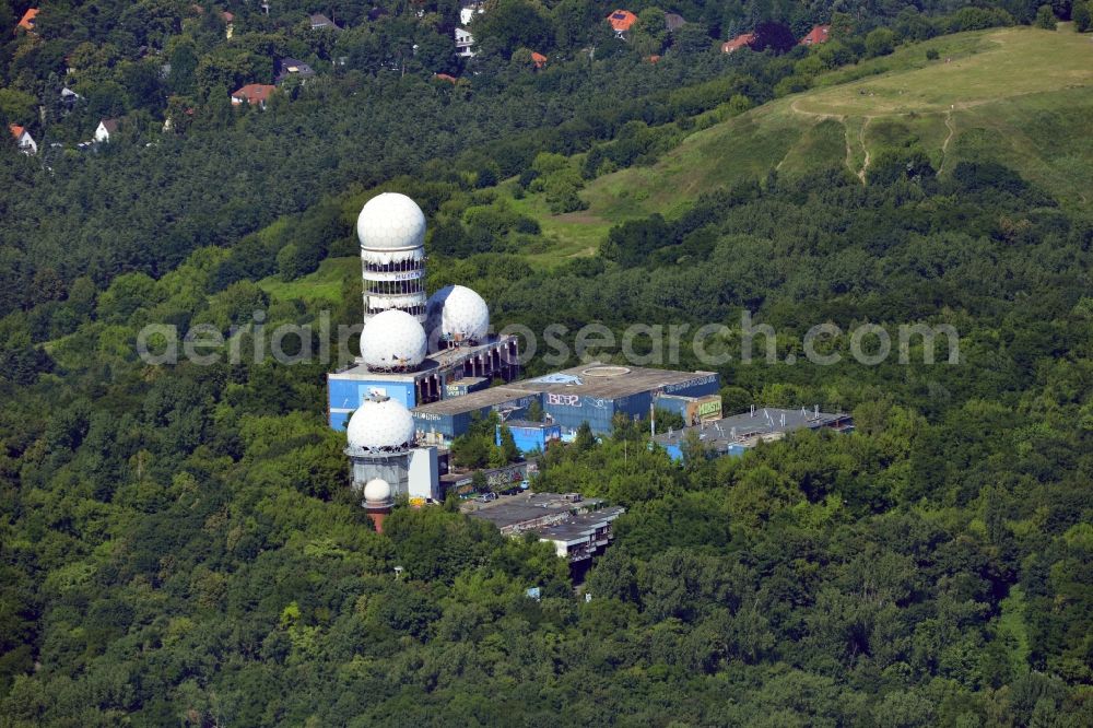 Berlin from above - Ruins of the former American military interception and radar system on the Teufelsberg in Berlin - Charlottenburg