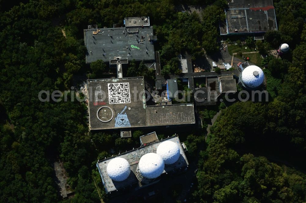 Berlin from above - Ruins of the former American military interception and radar system on the Teufelsberg in Berlin - Charlottenburg