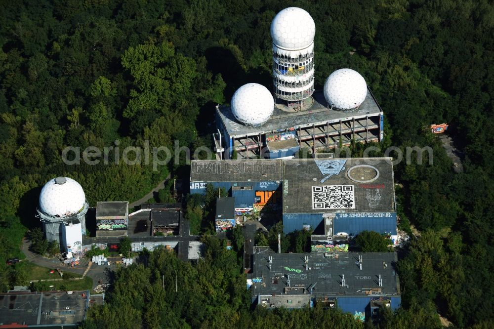 Berlin from above - Ruins of the former American military interception and radar system on the Teufelsberg in Berlin - Charlottenburg