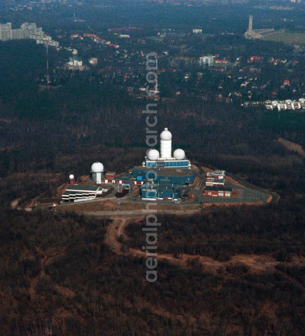 Berlin from above - Ruins of the former American military interception and radar system on the Teufelsberg in Berlin - Charlottenburg