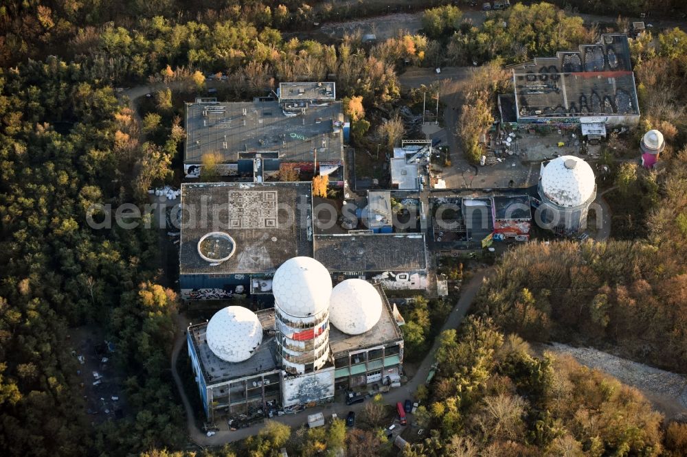 Aerial image Berlin - Ruins of the former American military interception and radar system on the Teufelsberg in Berlin - Charlottenburg