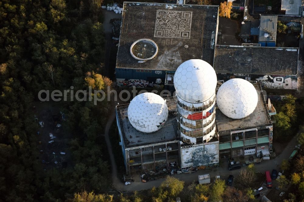 Aerial photograph Berlin - Ruins of the former American military interception and radar system on the Teufelsberg in Berlin - Charlottenburg