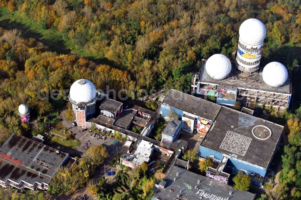 Aerial photograph Berlin - Ruins of the former American military interception and radar system on the Teufelsberg in Berlin - Charlottenburg
