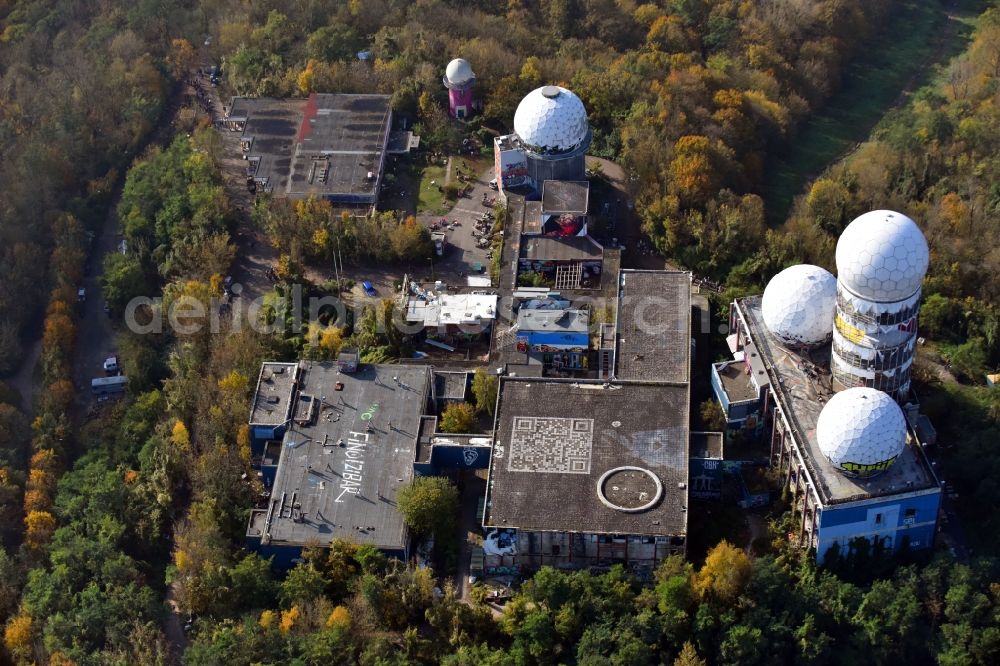 Aerial photograph Berlin - Ruins of the former American military interception and radar system on the Teufelsberg in Berlin - Charlottenburg