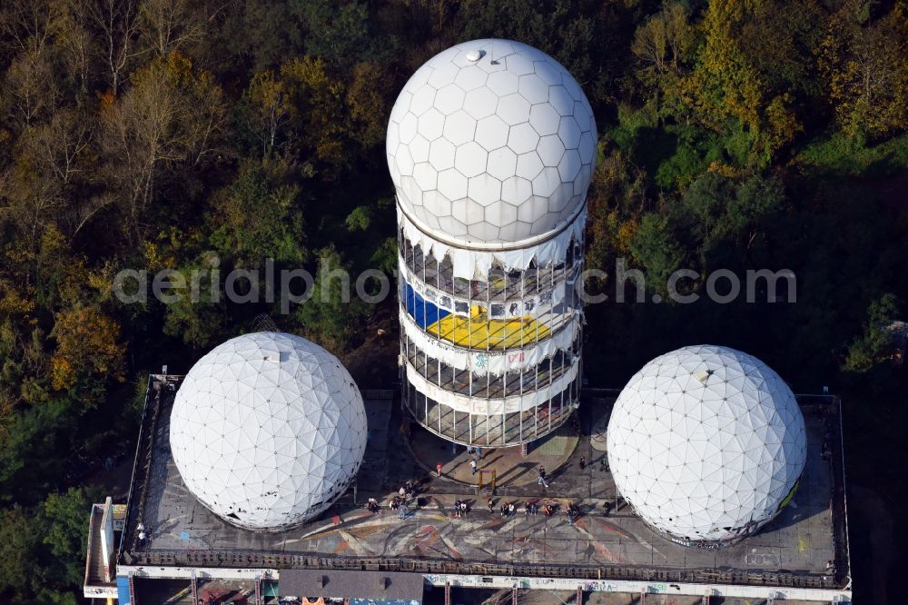 Aerial image Berlin - Ruins of the former American military interception and radar system on the Teufelsberg in Berlin - Charlottenburg