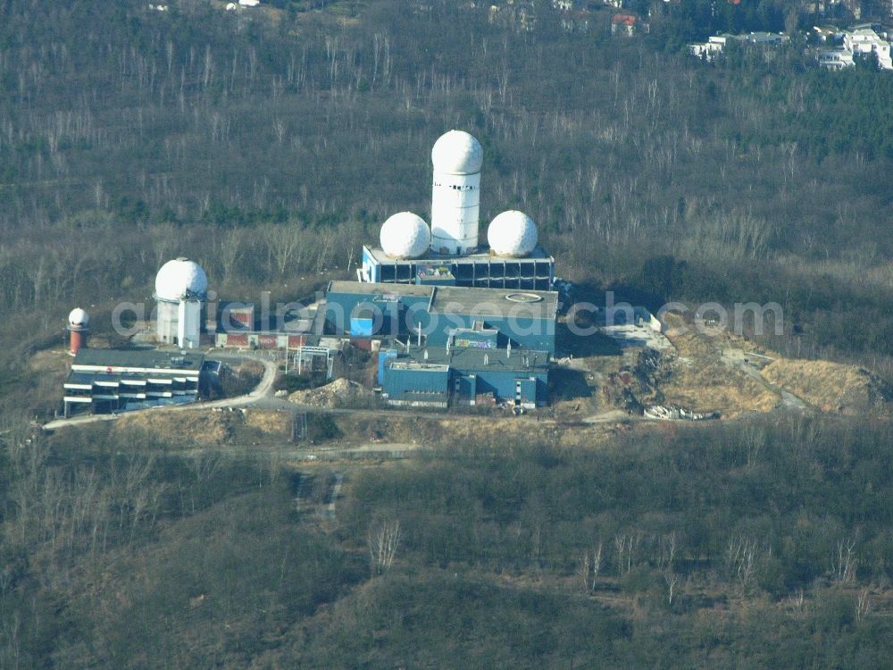 Berlin from above - Ruins of the former American military interception and radar system on the Teufelsberg in Berlin - Charlottenburg