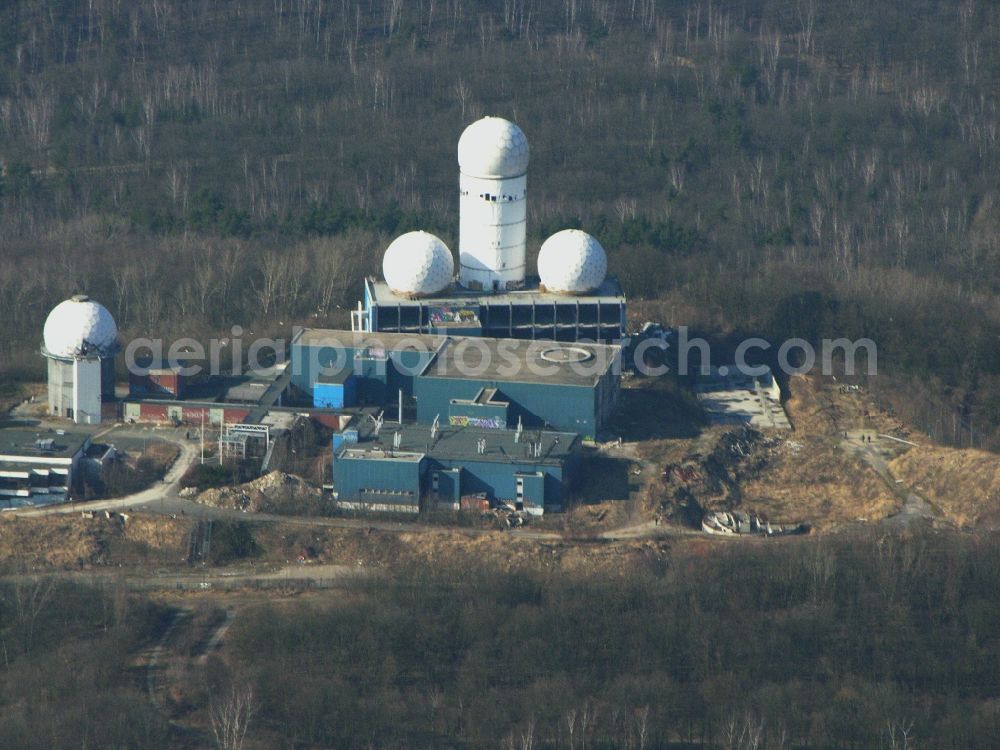 Berlin from the bird's eye view: Ruins of the former American military interception and radar system on the Teufelsberg in Berlin - Charlottenburg